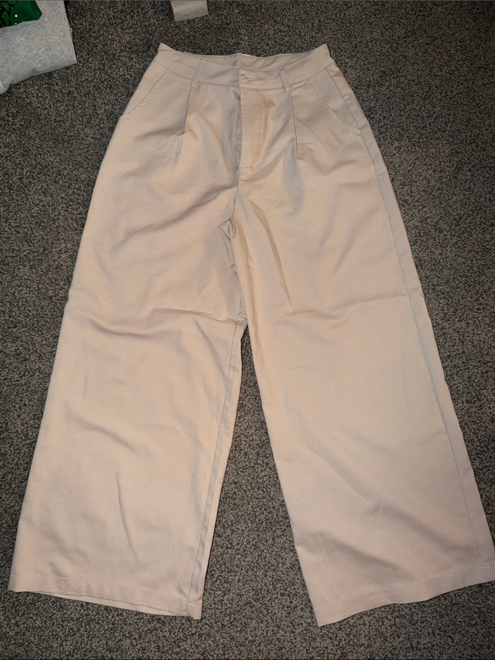 Women’s Wide-Leg Pleated Pants — Cream